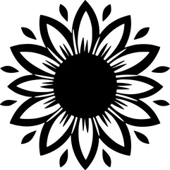 Sunflower | Black and White Vector illustration