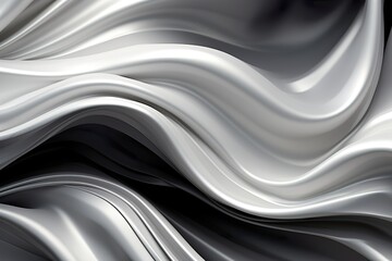 Luxurious Metallic Wave: Monochrome Abstraction with Playful Forms for Web Banner Background