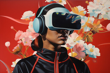 Generative AI depiction of a user immersed in virtual reality