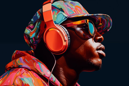 Generative AI portrayal of black man in vivid attire and accessories