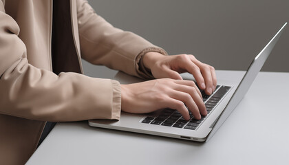 Close-up of Hands Typing on a Laptop