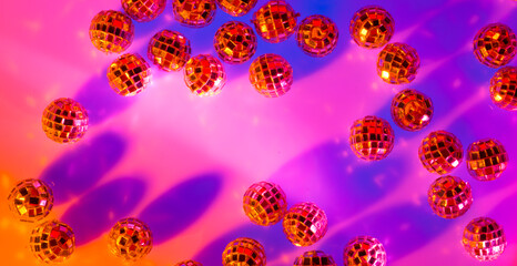 colored background with mirror balls