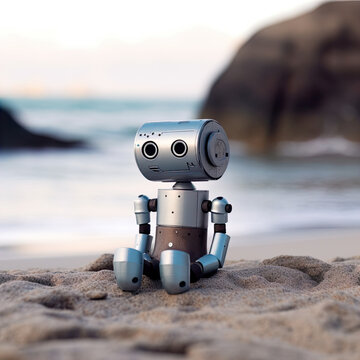 small robot on the beach