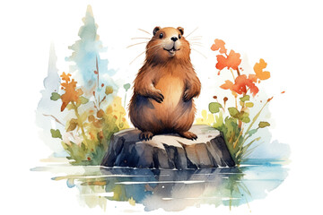 happy beaver with teeth, concept of Cheerful woodland creature