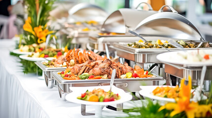 Catering food. Cuisine Culinary Buffet Dinner Catering Dining Food Celebration Party Concept.
 - obrazy, fototapety, plakaty