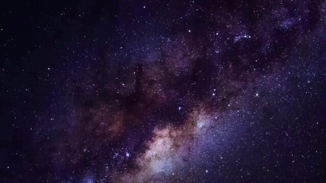 Space Timelapse Of Meteors Falling And Milky Way Galaxy Rotating