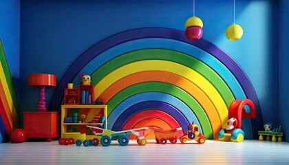 Rainbow playground room, Backdrop for photo studio, room background for children photography