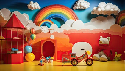 Rainbow playground room, Backdrop for photo studio, room background for children photography