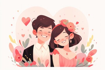 Couple in love hand drawn illustration cute design.