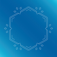 素材_フレーム_雪の結晶と光をモチーフにした冬の飾り枠。高級感のある囲みのデザイン。字無.