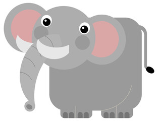 Cartoon wild animal happy young elephant isolated illustration for children