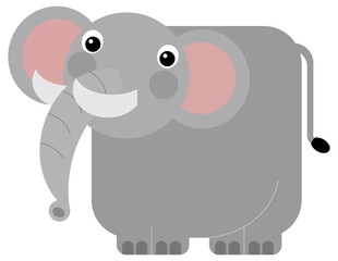 Cartoon wild animal happy young elephant isolated illustration for children