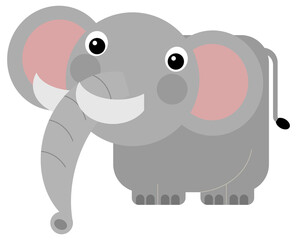 Cartoon wild animal happy young elephant isolated illustration for children
