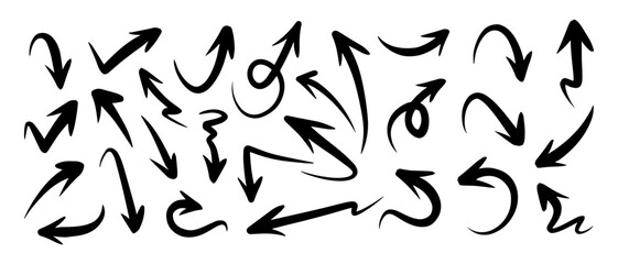 hand drawn arrow set. Doodle illustration.