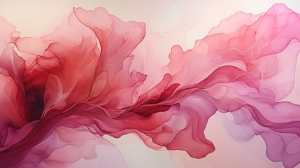 A colorful, cheerful pink and red background with abstract swirls and shapes. Generative AI. 