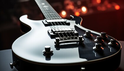 Close up or macro electro guitar strings macro shooting rock metal hardrock rock'n'roll music. - Powered by Adobe