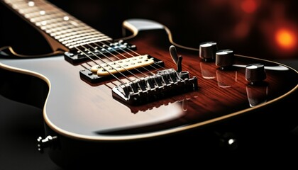 Close up or macro electro guitar strings macro shooting rock metal hardrock rock'n'roll music. - Powered by Adobe