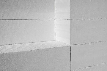 Aerated lightweight building concrete blocks prepared for building wall modular building houses. New Architecture concept - obrazy, fototapety, plakaty
