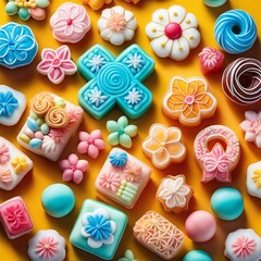 Fototapeta na wymiar Sweet Medley: Colorful Assortment of Charming Sugar Cookies