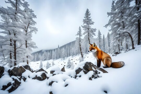 In these winter mountain pictures, you might also find traces of wildlife. Perhaps a brave fox or a deer, their fur camouflaged against the snow, cautiously exploring the white expanse in search of fo
