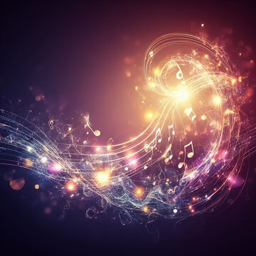 Abstract background with a glowing music notes design