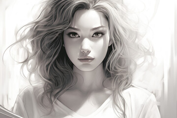 Fototapeta premium portrait of a woman. Creative AI 