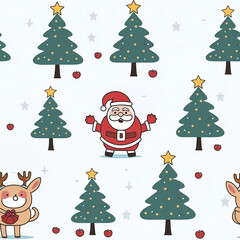 Santa and Reindeer in Snow: Magical Seamless Pattern for the Holidays