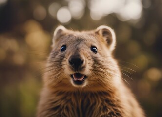 portrait of happy Quokka at the nature
