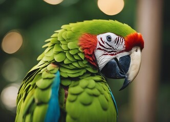 Wild green macaw parrot