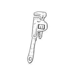 Pipe wrench handdrawn illustration