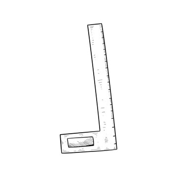 L square angle ruler handdrawn illustration