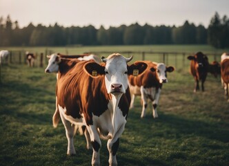 Naklejka premium cows in a field