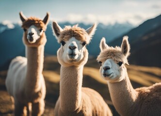 Obraz premium happy Alpacas at alp mountains