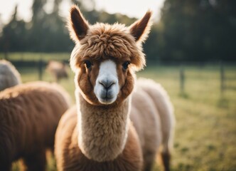 Obraz premium lovely and cute Alpacas on a farm