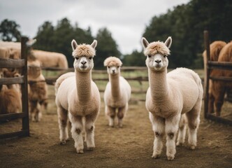 Obraz premium lovely and cute Alpacas on a farm