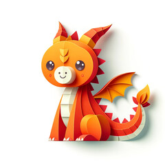 2024: Year of the Dragon, an illustration of a paper craft dragon.  - an adorable Origami style cartoon Dragon