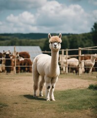 Fototapeta premium lovely and cute Alpacas on a farm