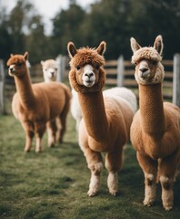 Obraz premium lovely and cute Alpacas on a farm