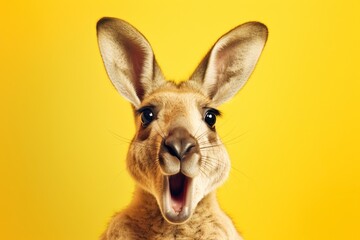 shocked kangaroo with surprised eyes, - obrazy, fototapety, plakaty