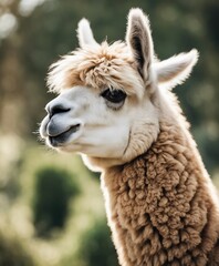 Fototapeta premium lovely and cute Alpacas on a farm