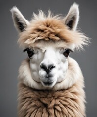 Fototapeta premium portrait of Alpaca, isolated white background