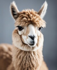 Fototapeta premium portrait of Alpaca, isolated white background