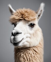 portrait of Alpaca, isolated white background