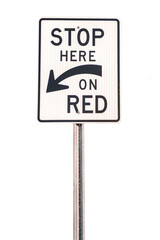 "Stop here on red" sign isolated on transparent background. PNG file.
