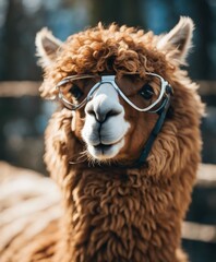 Obraz premium close up of a alpaca with glassess