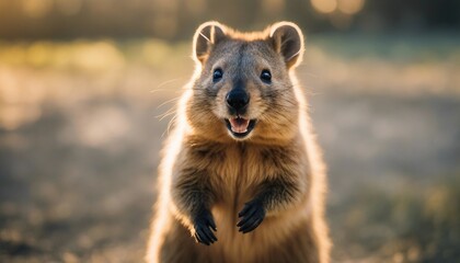 Fototapeta premium portrait of happy Quokka at the nature 