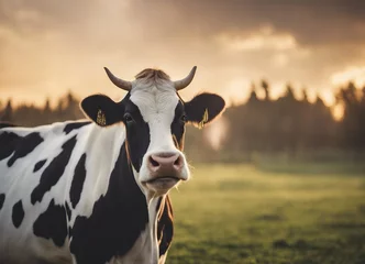 Foto op Plexiglas portrait of a holstein cow on a farm in the countryside © abu