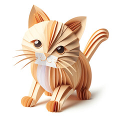 Illustration of Origami-Style Adorable Cat: A Paper Craft Masterpiece - Cute, Elegant, and Whimsical