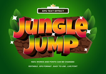 editable 3d jungle jump text effect