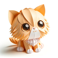 Illustration of Origami-Style Adorable Cat: A Paper Craft Masterpiece - Cute, Elegant, and Whimsical